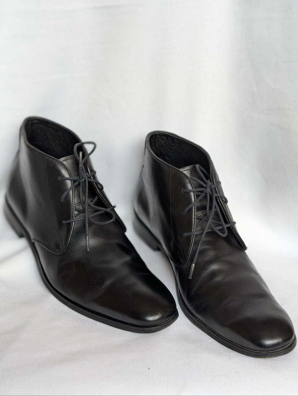 Florsheim Men's Chukka Boots 10.5D Black Leather Lace Up Dress Casual